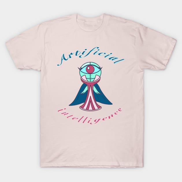 Ms. AI (Artificial Intelligence) - Pink Background T-Shirt by kinocomart